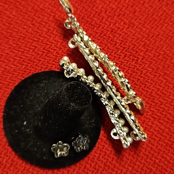 8 piece rhinestone faux pearl jeweled brooches barrette needing backs Repair lot - Picture 3 of 12